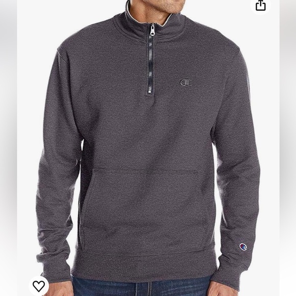 Champion Men's Powerblend Quarter-Zip gray sweatshirt, size medium - Picture 1 of 8